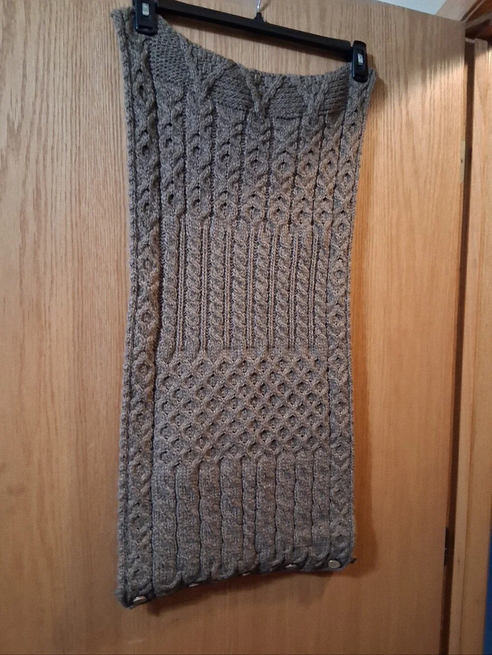 authentic Carraig Donn knitted buttoned snood scarf, Ireland , Merino Wool